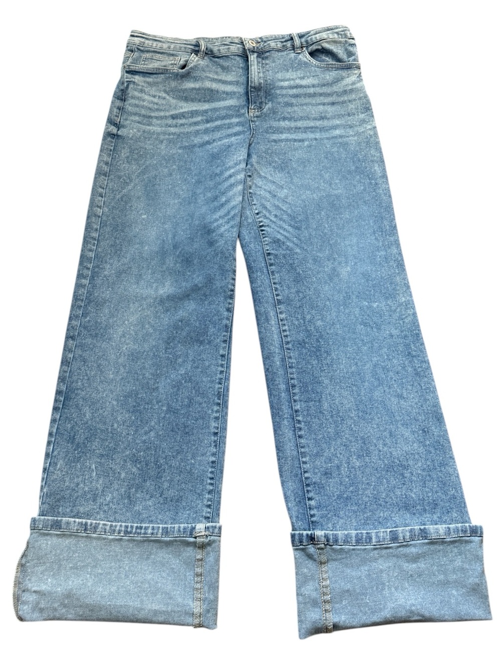 Love and Liberty For Forever 21 - Medium Wash Wide Leg Cuffed Jeans